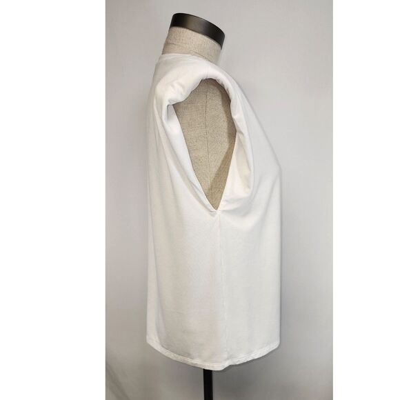 Laundry by Shelli Segal  White Sleeveless Shoulder Pad T-Shirt Size M - Picture 6 of 6